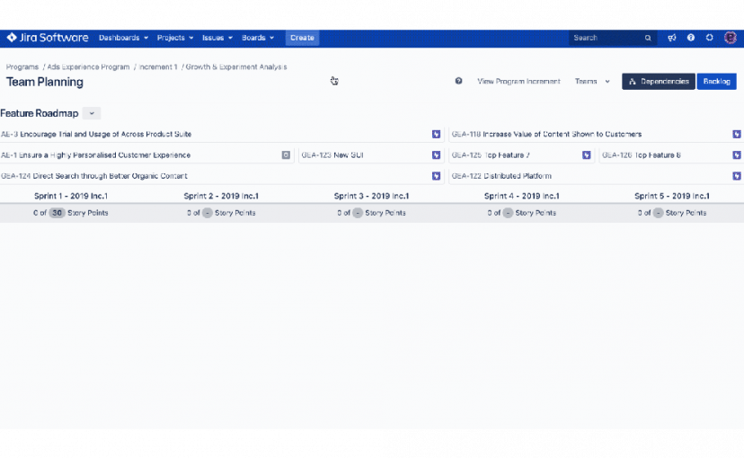 Jira Team-Planung Feature Roadmap