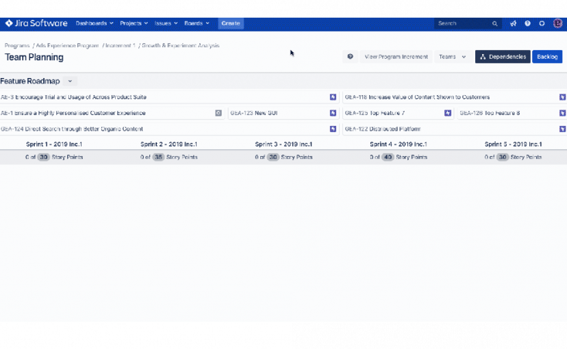 Jira Team-Planung Feature Roadmap - Schätzung Kapazitäten